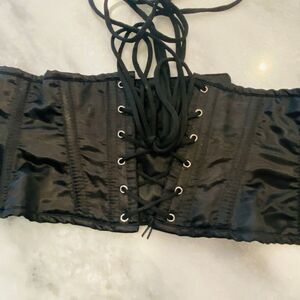 Lavish By Daisy Corsets Lace-up Underbust Satin Mini Cincher Corset Black Small